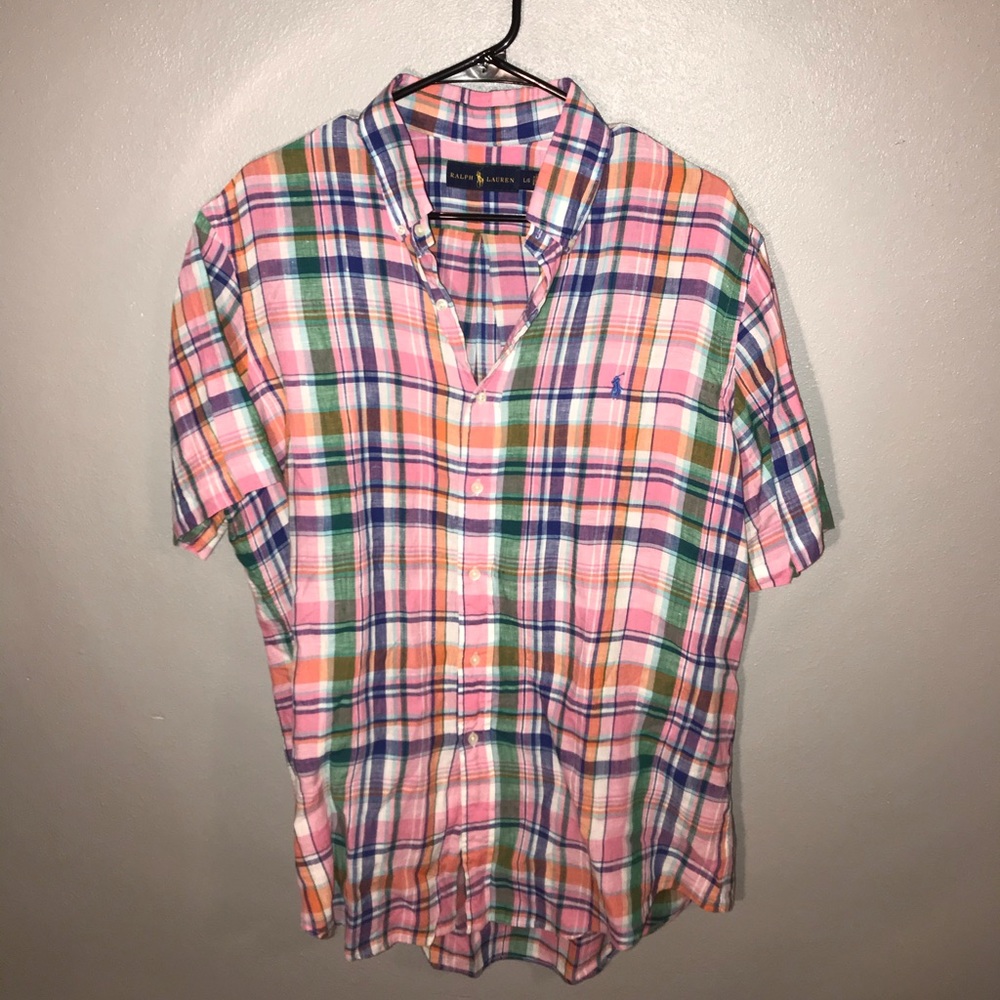 Multicolored Short Sleeve Collard Shirt